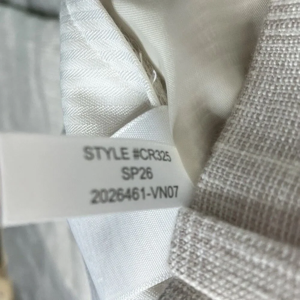 J Crew Suit Pants Mens 33x30 Beige Linen Windowpane Plaid Thompson Lightweight